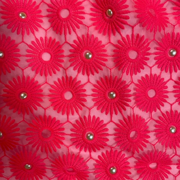 LILLY PULITZER Pearl Dress Sz 4 Fiesta‎ Pink Embroidered Pinwheel Organza Lined - Picture 8 of 12